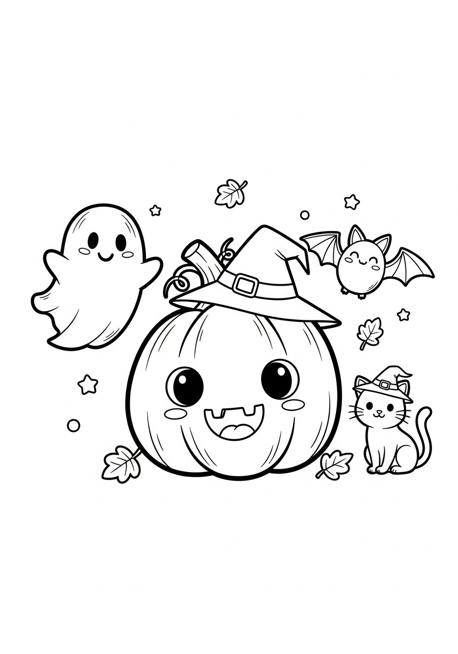 Desenho de abóbora fofa para colorir