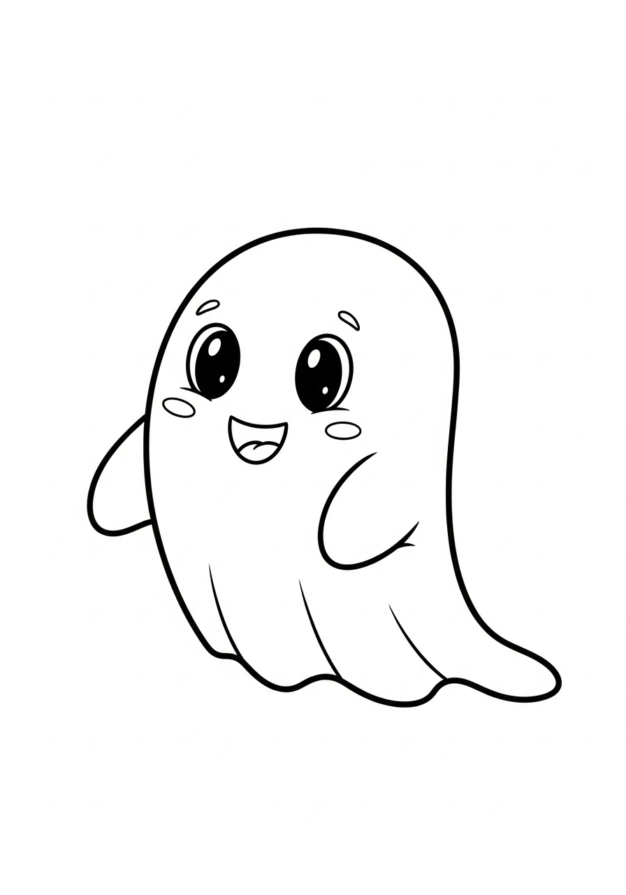 Desenho de fantasminha amigável para colorir